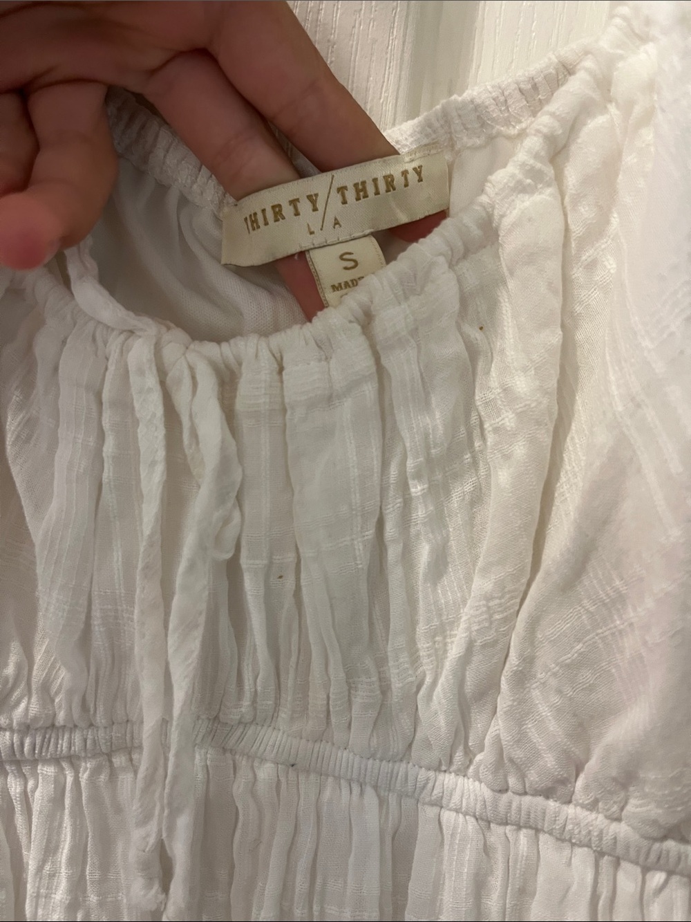 White Mini Dress with Puff Sleeves - Picture 2 of 3
